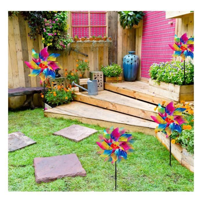 Lot de 6 moulins à vent réfléchissants pour jardin fruitier et balcon - Décoration de jardin pour jardin, cour, balcon