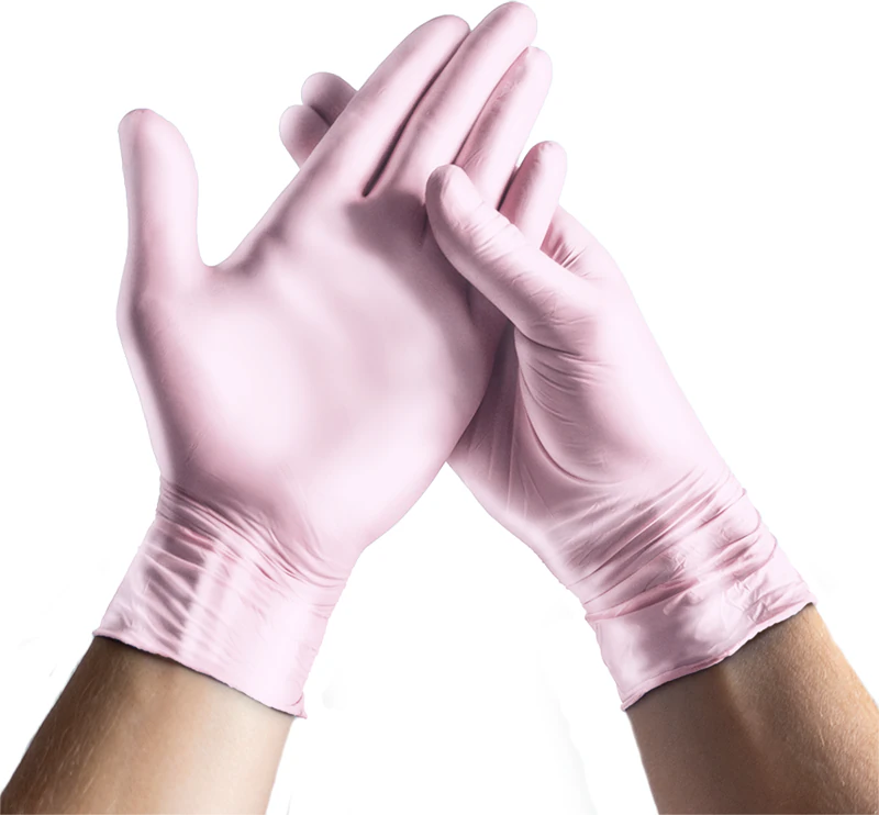 Luvas de nitrilo sem pó Espeon Nitril Sparkle rosa perolado