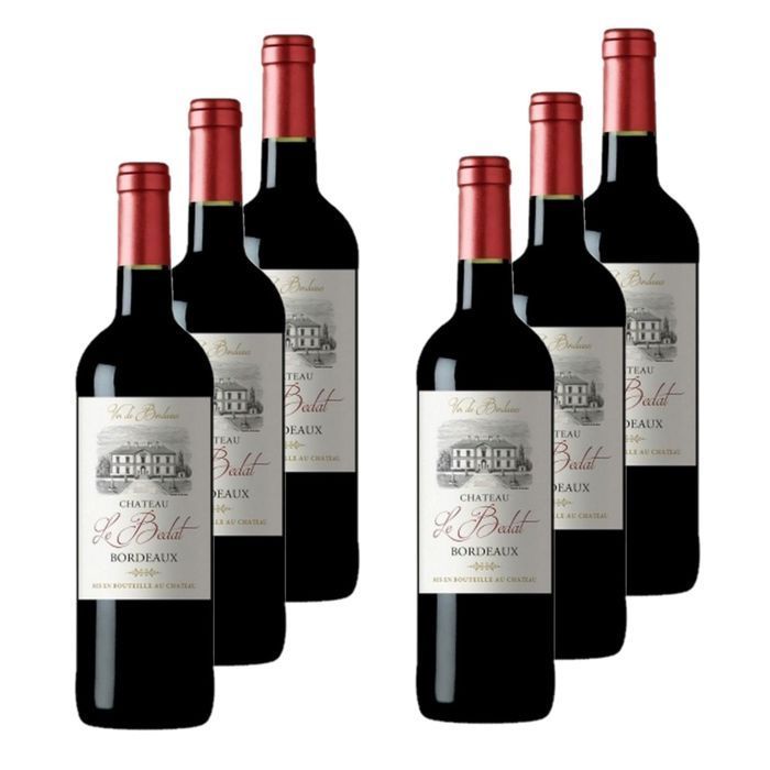 Le Bedat - Lot 6x Vin Rouge Bordeaux Le Bedat AOC / HVE - Bouteille 750ml