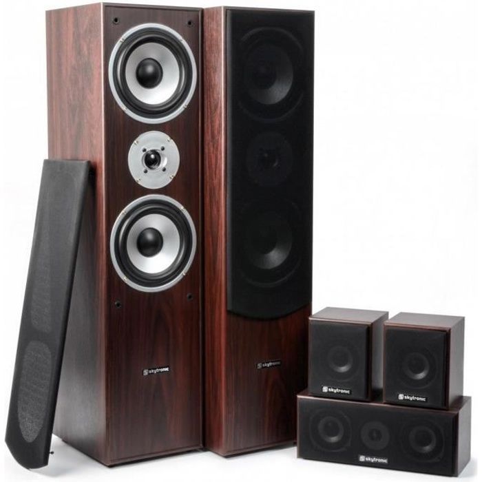 Home cinéma 5.0 - Fenton HF5W - Noyer - 335 Watts - Enceintes Tower, centrale et satellites