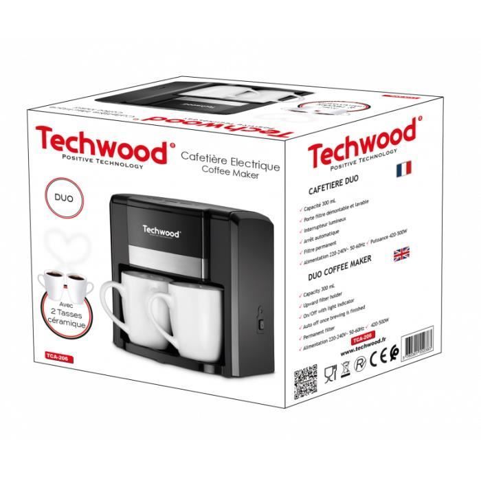 Cafetière électrique 2 Tasses Duo Filtre permanent lavable 500W noir Arrêt automatique