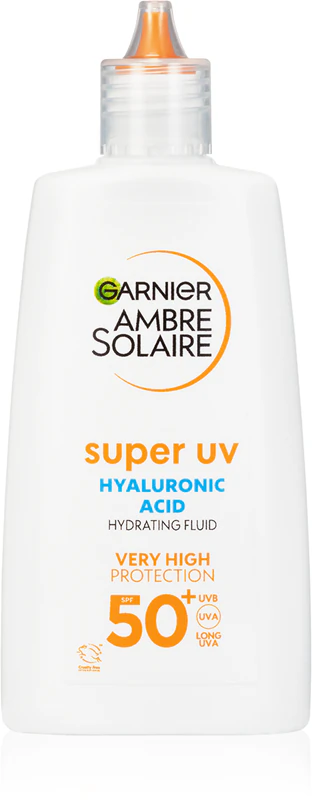 Garnier Ambre Solaire Super UV Fluido de proteção solar com ácido hialurônico e efeito hidratante