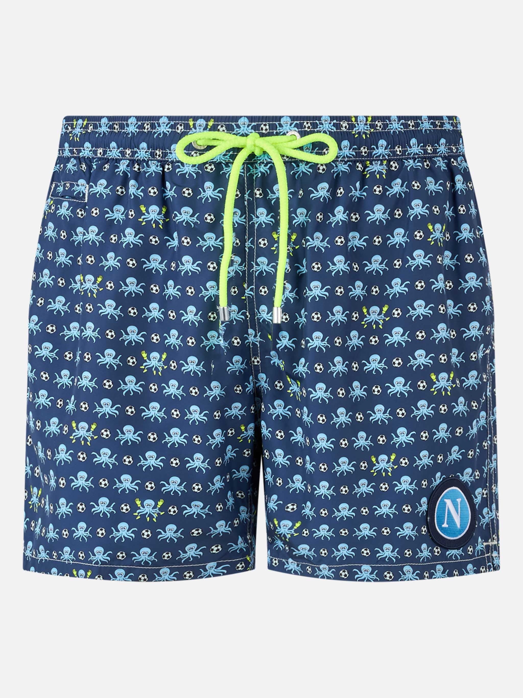 Herenzwempak van lichtgewicht stof met Squid- en Na-logoprint.