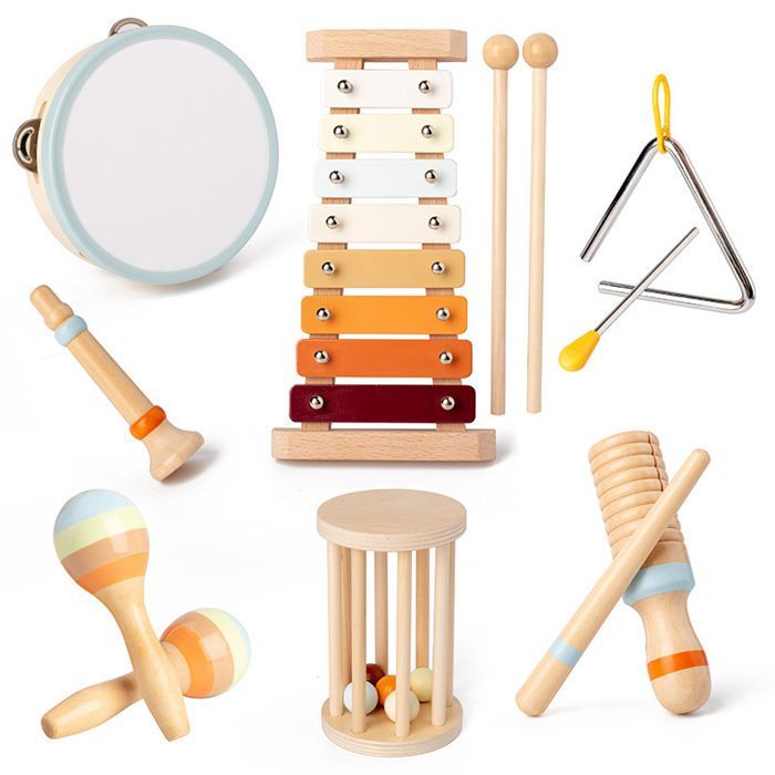 Musical Instruments for Babies, Montessori Musical Toys, Wooden Percussion Instrument Set, for Children Aged 1-5 Years