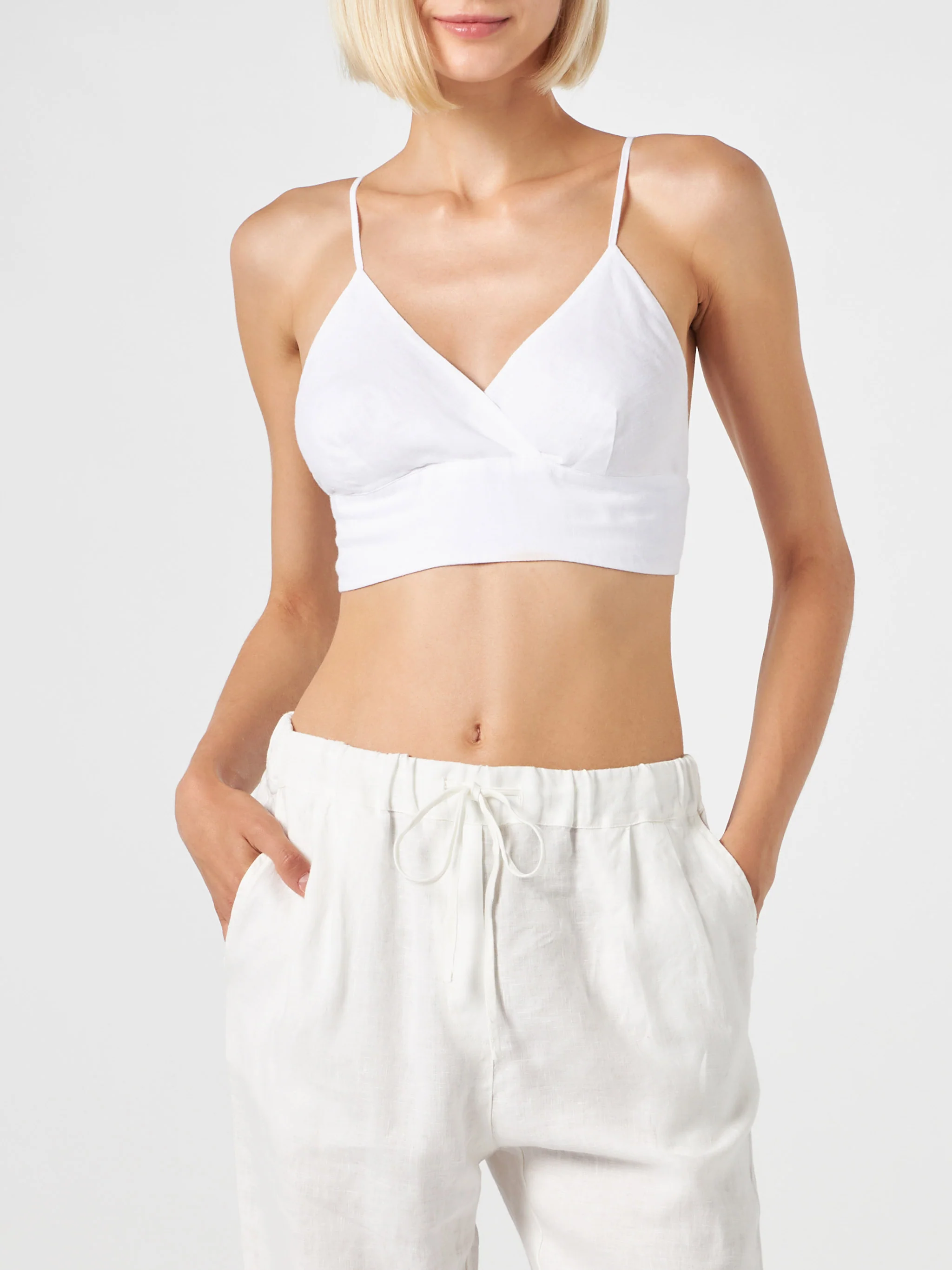 Witte linnen bralette top
