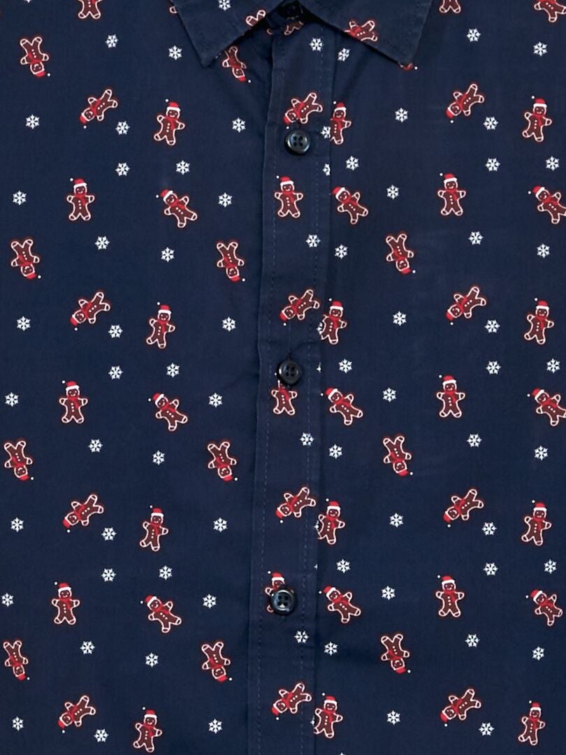 Kerstshirt met patroon - BLAUW