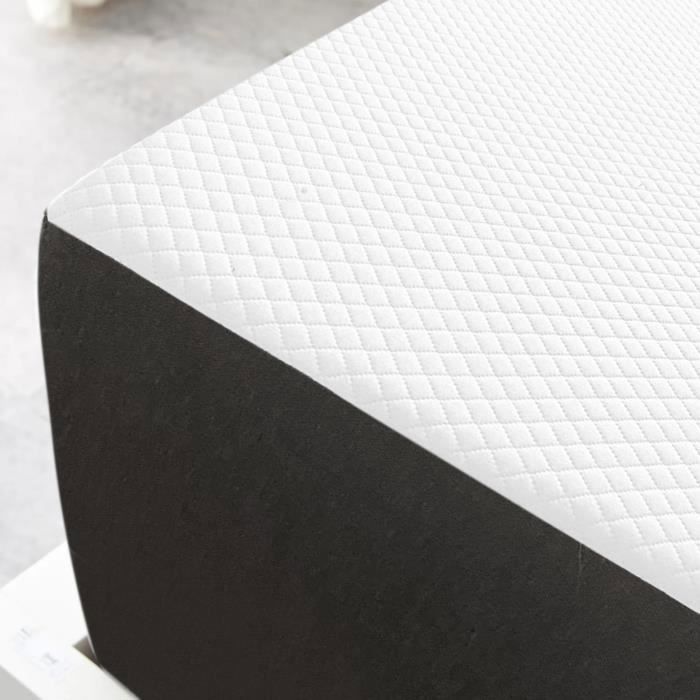 Colchón de lujo de 160x200 cm - Grosor de 26 cm - Espuma viscoelástica - Firmeza media - Desarrollado y fabricado en Europa (Blanco + Gris)