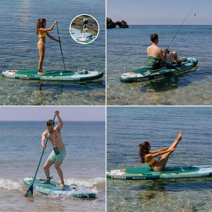 Paddle Gonflable Adulte Tropical avec des Accessoires de Qualité - HUIIKE - Stand Up Paddle avec Pagaie Double et Siège de Kayak