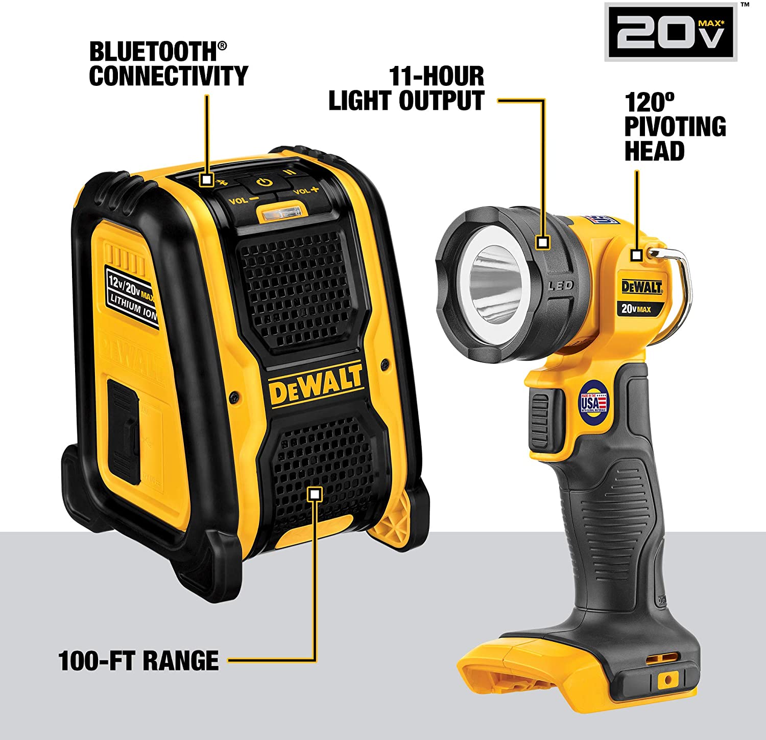 Conjunto de Furadeira/Parafusadeira sem Fio DEWALT 20V Max, 10 Ferramentas (DCK1020D2)