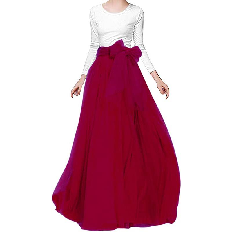 Gonna lunga in tulle da donna, ideale per matrimoni e damigelle, con cintura, perfetta per la sera del matrimonio.