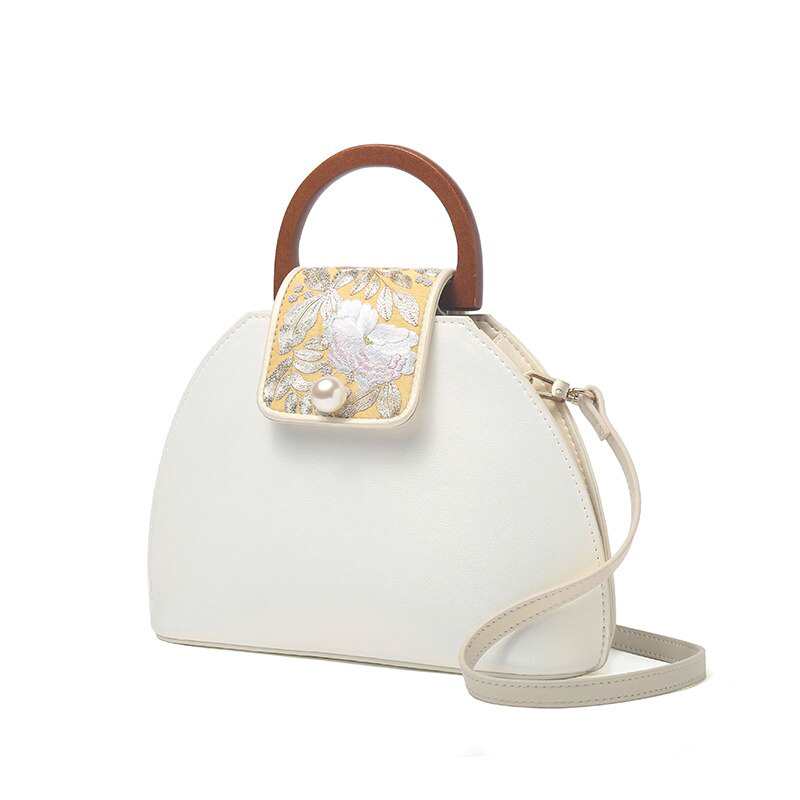 Sac bandoulière femme en cuir véritable brodé, modèle simple et élégant, collection 2020