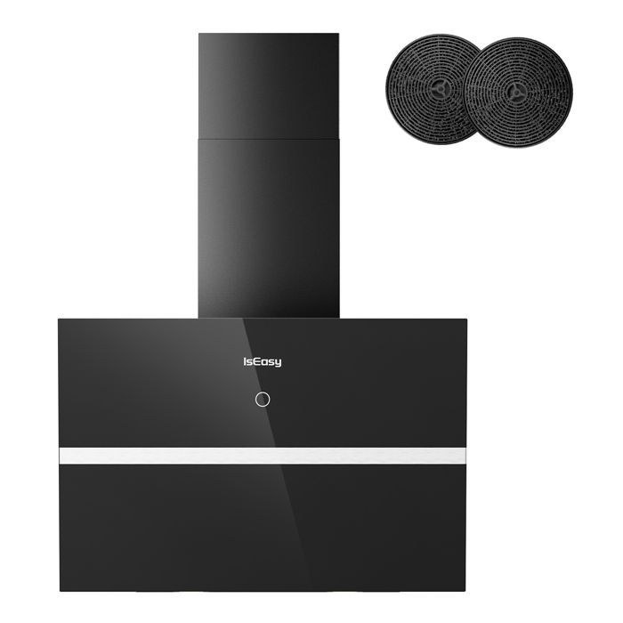 ISEASY Dunstabzugshaube – 60 cm – Schräg – Schwarz – 524 m³/h – Energieklasse A++