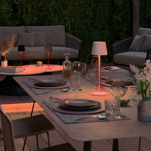 Smart LED battery-powered table lamp Dalia white+color, anthracite