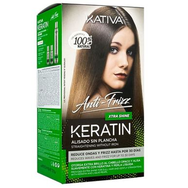 Kativa Keratin Xtra Shine rettetangsett uten strykejern, anti-frizz, 1 enhet