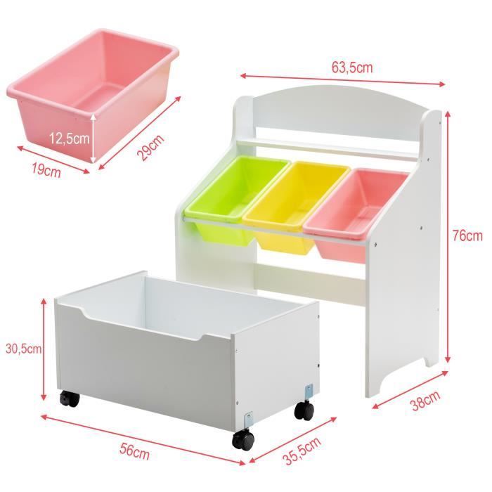 GIANTEX Coffre à Jouets pour Enfants avec 3 Palettes pour Jouets, Livres, Vêtement, Boîte de Rangement de Jouet pour 3 à 8 ans