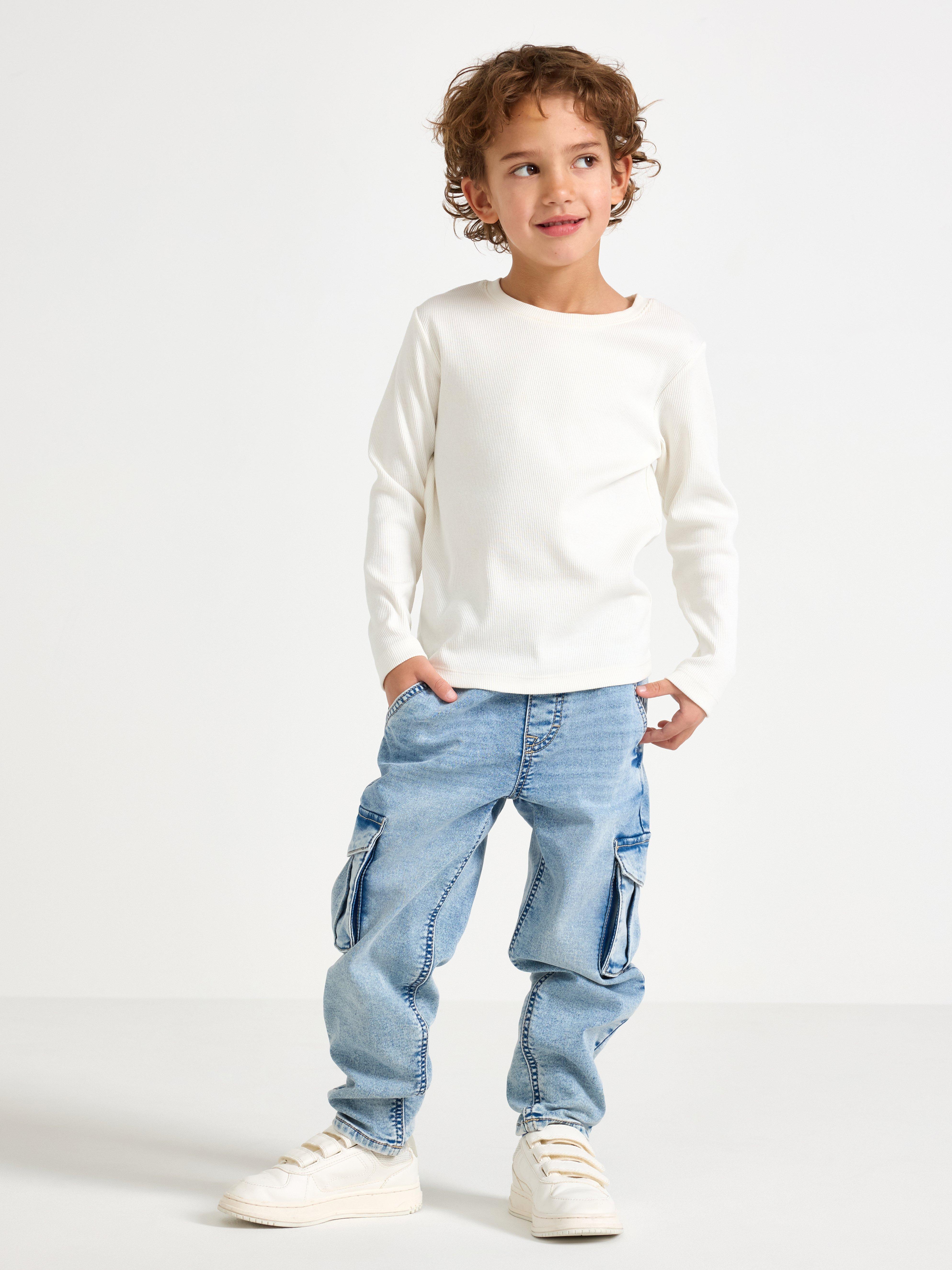 WILMER pantalones vaqueros de pierna ancha en denimtrikå Denim