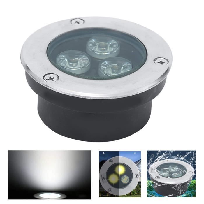 Foco LED empotrable ultrafino para piscinas, patios y jardines, foco LED exterior de 3 W, resistente al agua IP68, acero inoxidable 304, 1 unidad.