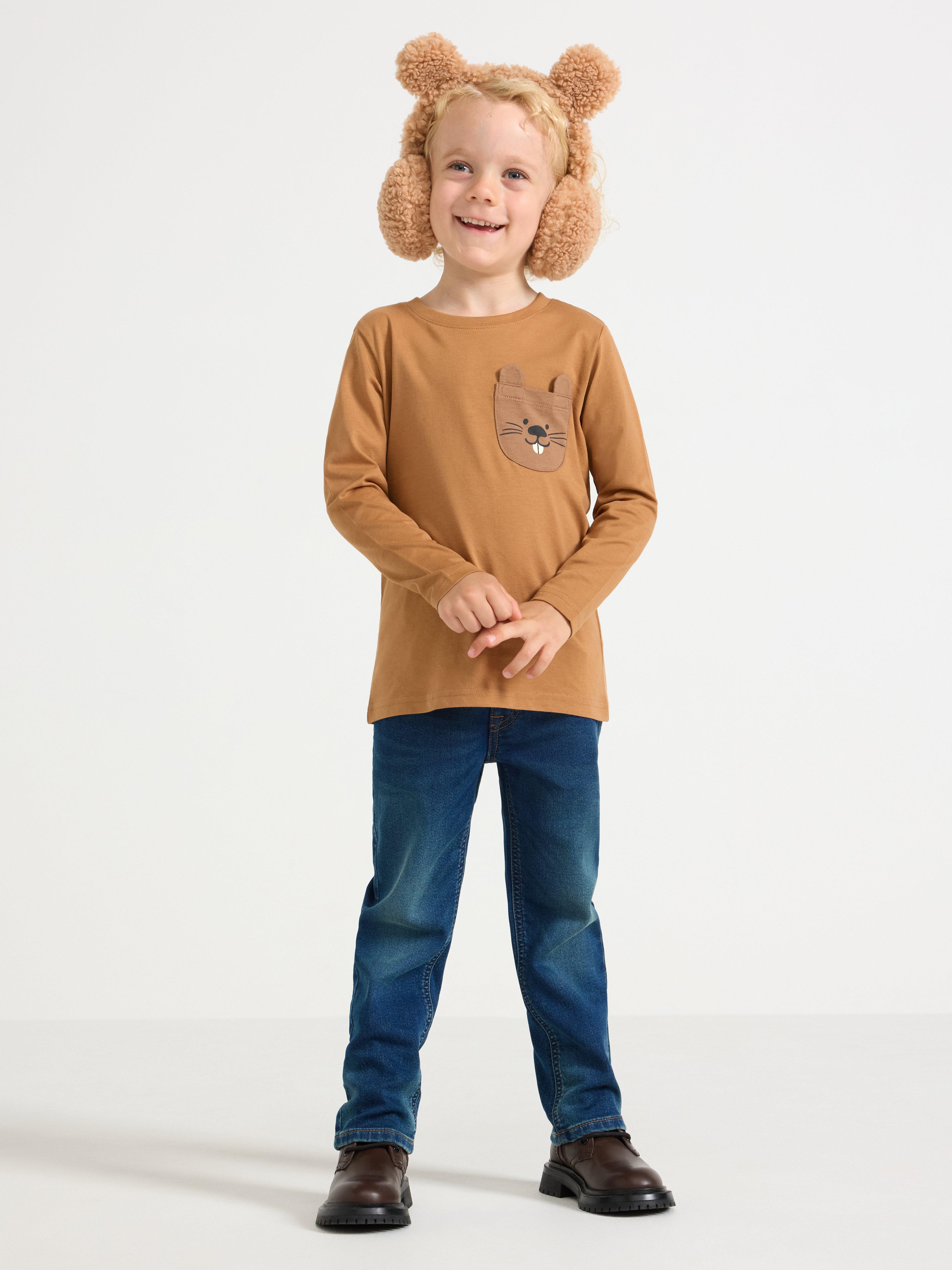 Langermet topp Mørk Dusty Beige