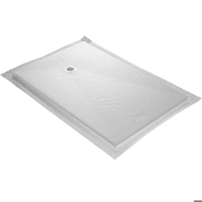 Base de duche - U-TILE - branca, 100 x 80 cm, efeito ardósia de alta densidade - grelha quadrada