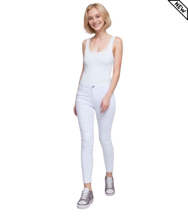 Jean Femme - ELYA'S JEAN - Taille Haute - Skinny - Blanc Élegant