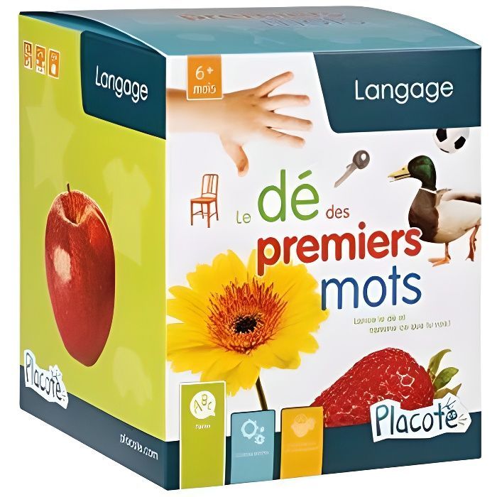 Jeu éducatif pour enfants de 6 mois à 2 ans - Placote - Le dé des premiers mots - 60 photographies