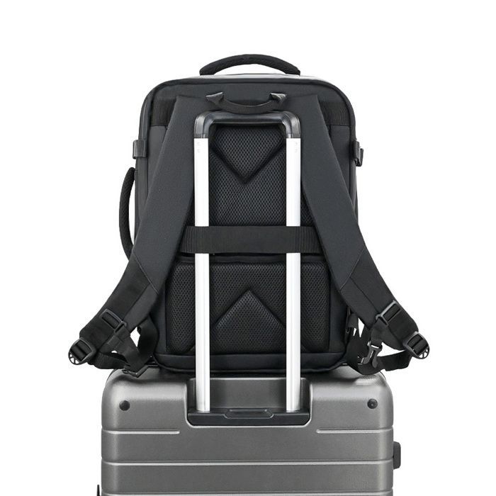 Bolsa de viaje con compresión al vacío - 47 × 33 × 20 cm - Mochila multibolsillos - Impermeable - 35 L - Equipaje de cabina, color negro