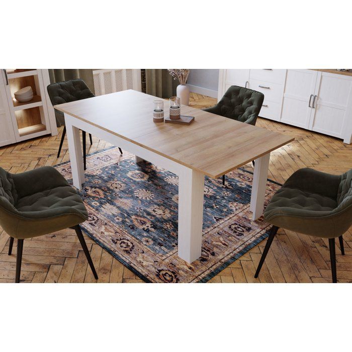 BOHOL Uitschuifbare eettafel – Wit & Hout – Geschikt voor 8 personen – Uitschuifbaar van 160 tot 206,6 cm × B 90,2 cm × H 78,2 cm