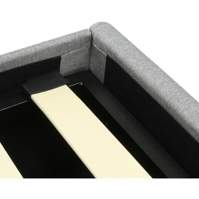 MARTIN adult storage bed - Sleeping area 160x200 cm - Light grey - Slatted base - W 209 x D 166 x H 99 cm