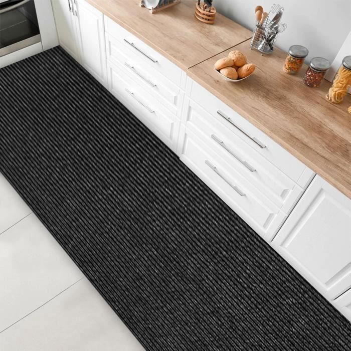 Alfombrilla de cocina - Granada - Antracita - 80 x 200 cm - Antideslizante - Lavable