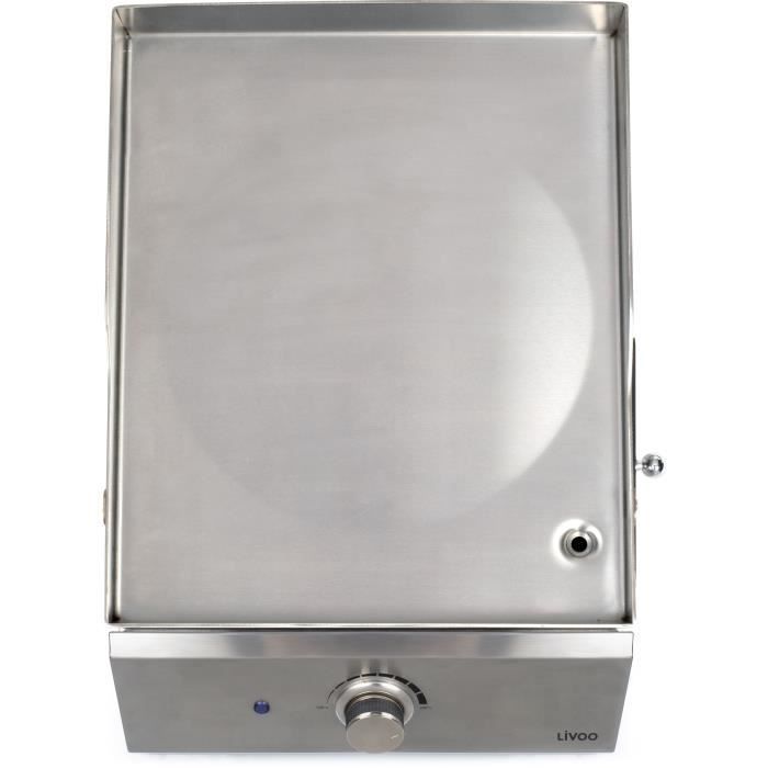 Piastra elettrica in acciaio inox - LIVOO - DOC292 - 2800W - Piastra in acciaio inox rimovibile - Termostato regolabile
