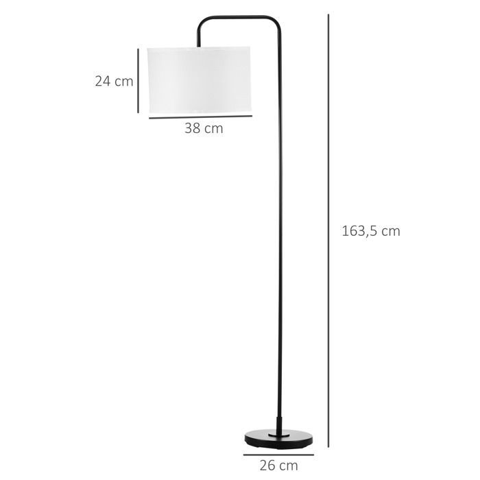 Stehlampe fürs Wohnzimmer – Wohnzimmerlampe – HOMCOM – Lampenschirm aus Leinen, Fußschalter, Leselampe – Metall – schwarz-weiß