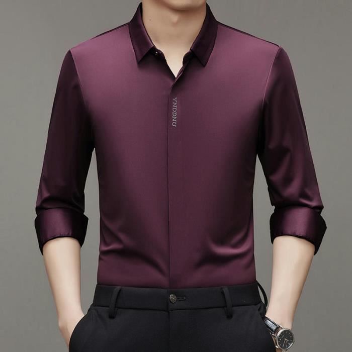 Men's Formal Dress Shirt, Long Sleeves, Stretch, Regular Fit, Seamless, Wrinkle-Resistant Fabric, Solid Color - White