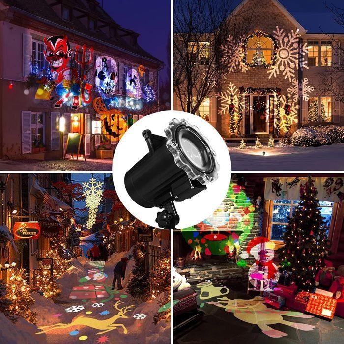 Decoración de Halloween, proyector de Halloween para exteriores con 64 patrones, proyector de luz LED impermeable para exteriores con control remoto.