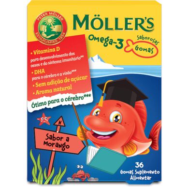 Möller's Omega 3 -mansikkavalmiste lapsille, 36 purukumia.