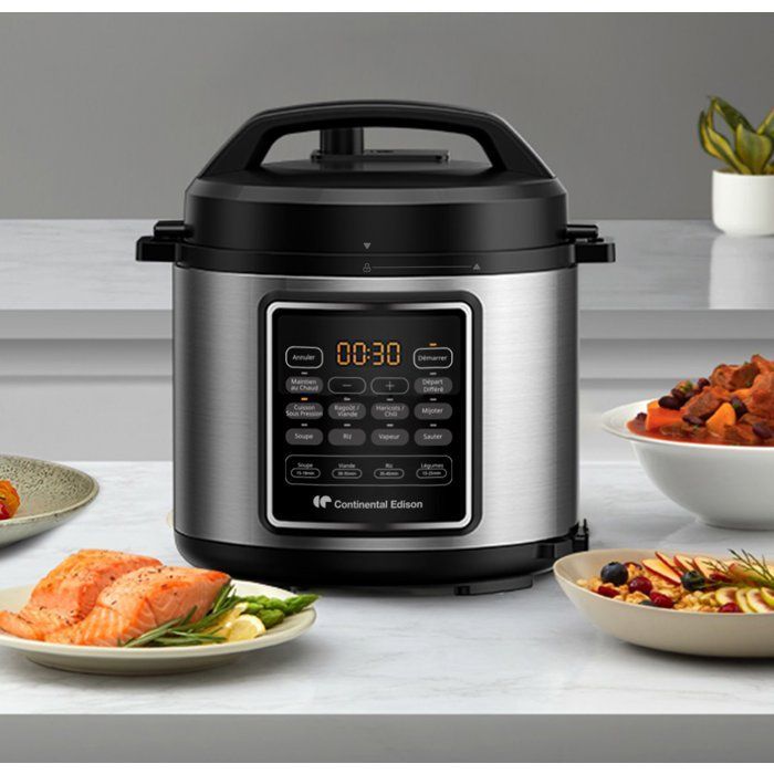 Pentola a pressione multifunzione - CONTINENTAL EDISON - CEMCSP10006L - 6 L - 1000 W - Nero e acciaio inossidabile
