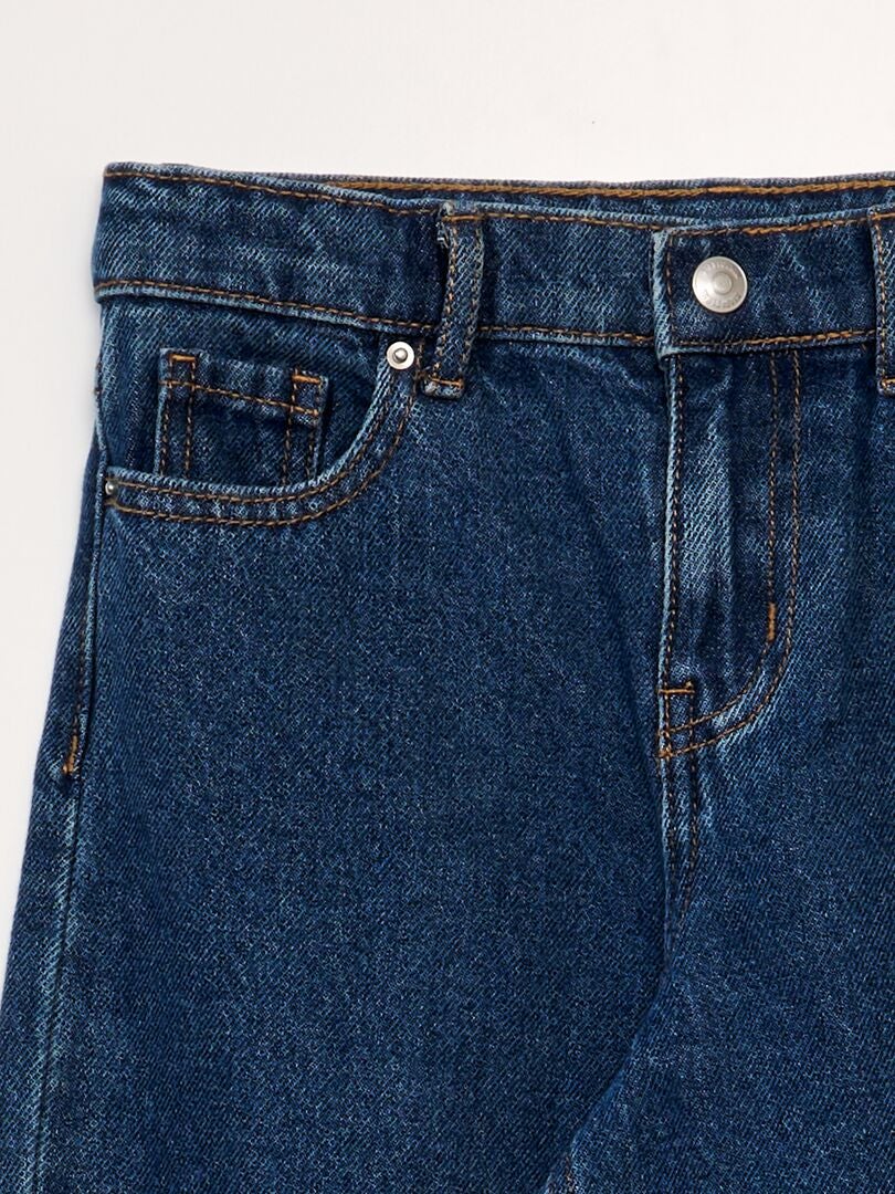 Jeansy z szerokimi nogawkami i efektem sprania - Ciemny Denim Blue