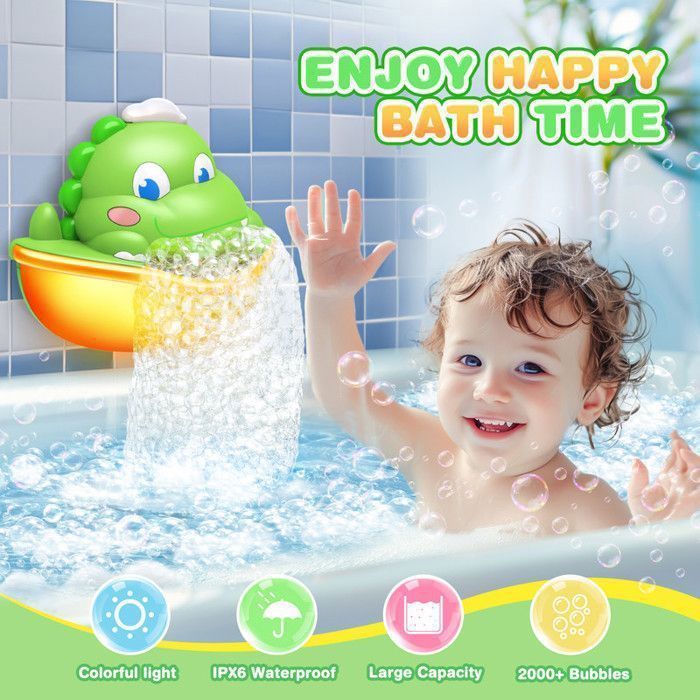 Jouets de bain pour bébé ATOPDREAM,Machine à bulles de dinosaures,facile à utiliser,Cadeaux pour les enfants âgés de 1 2 3 4 5 ans