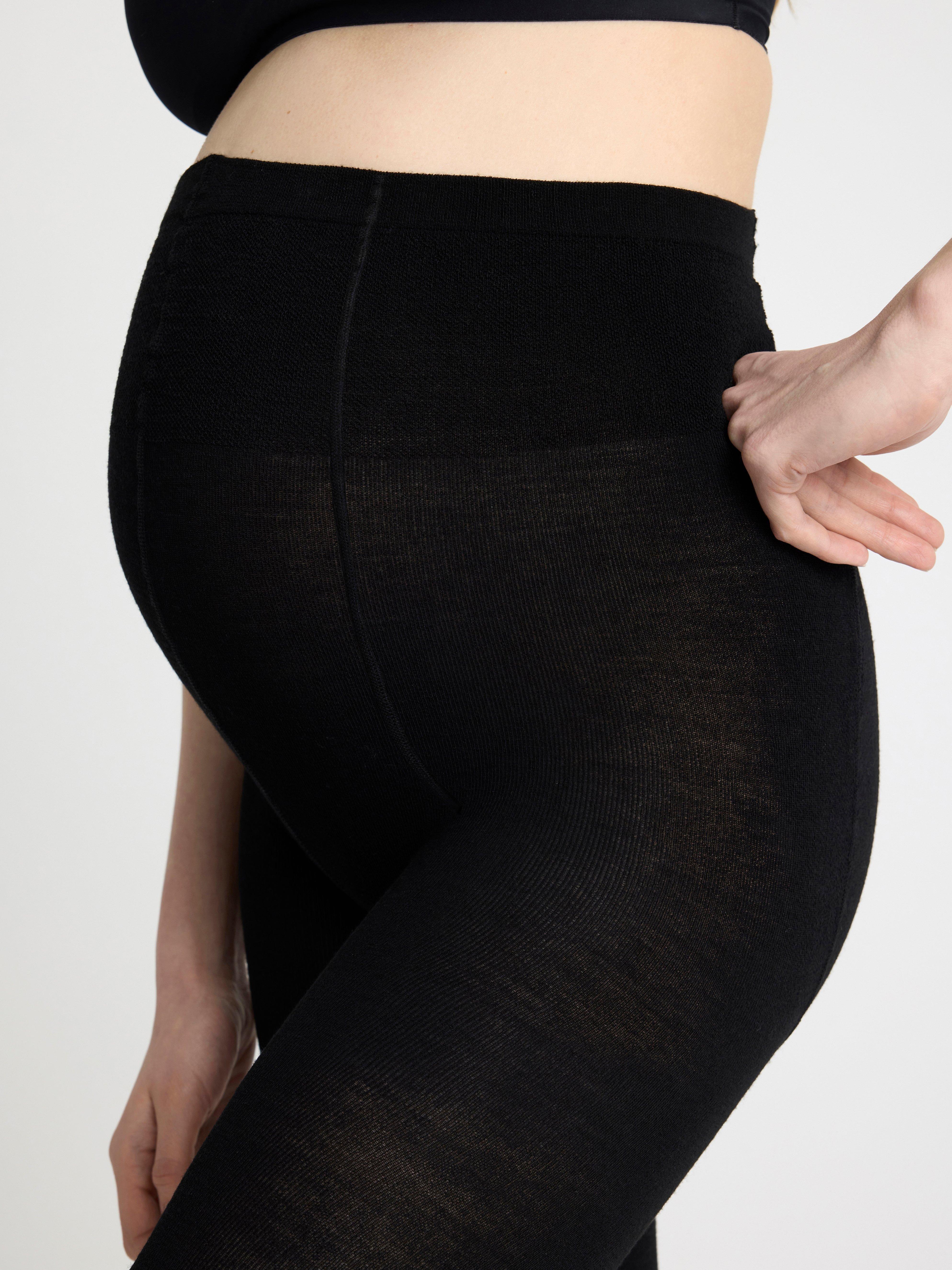 Meia-calça MOM em mistura de lã merino preta