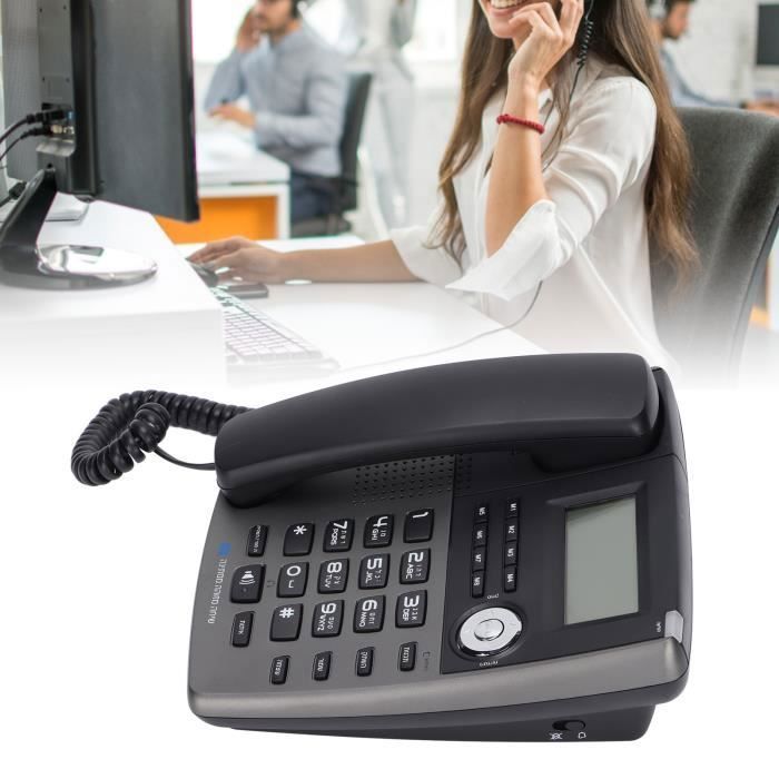 Téléphone fixe filaire écran incliné extra-large avec haut-parleur et afficheur pour la maison et le bureau