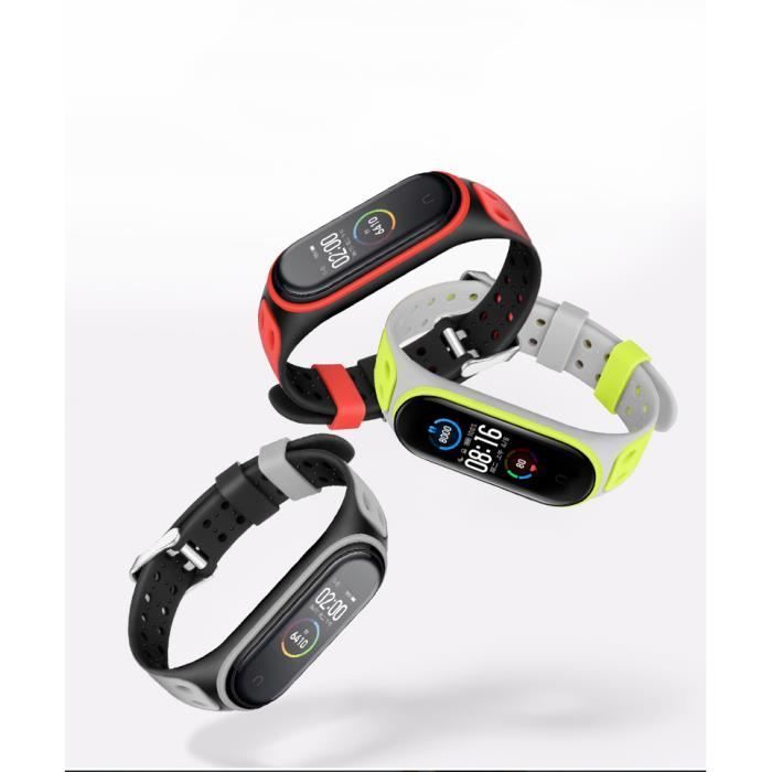 Bracelet Pour Montre Connectée Bande Montre En Bi-Couleur Bracelet De Remplacement Pour Xiaomi Mi Band 5 -Noir-Bleu