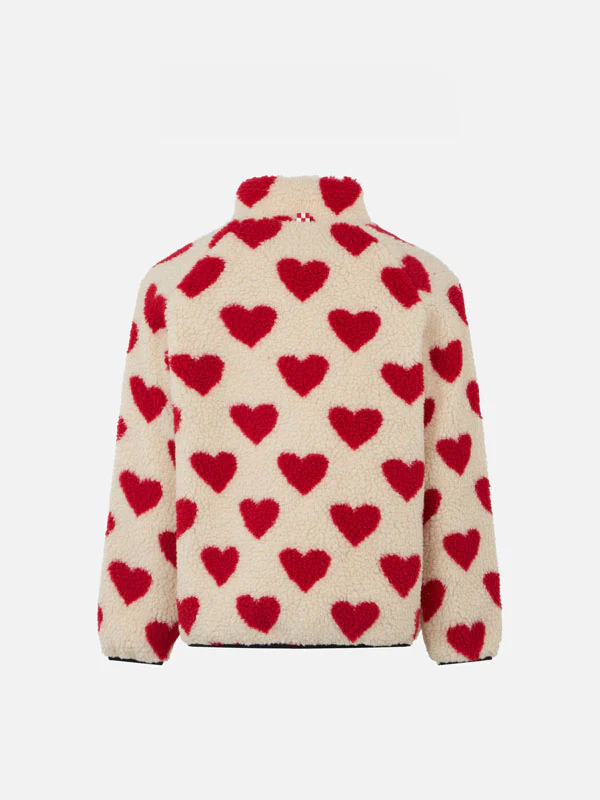 Sherpa-jasje voor meisjes met hartjesprint