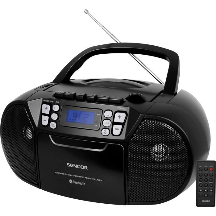 CD/Cassette Player - SENCOR - SPT 3907 B - 4 W - Bluetooth - Black