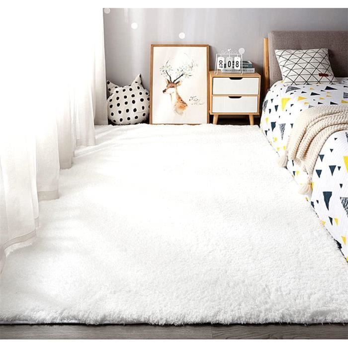 Hoogpolig vloerkleed voor de woonkamer - FREOSEN - 160x230cm - Witbeige - Langpolig - Modern