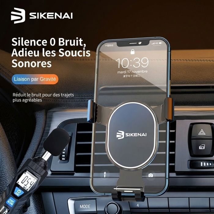Car Phone Holder - SIKENAI - Air Vent Mount Phone Holder - Gravity Sensor - 360° Rotation - Black