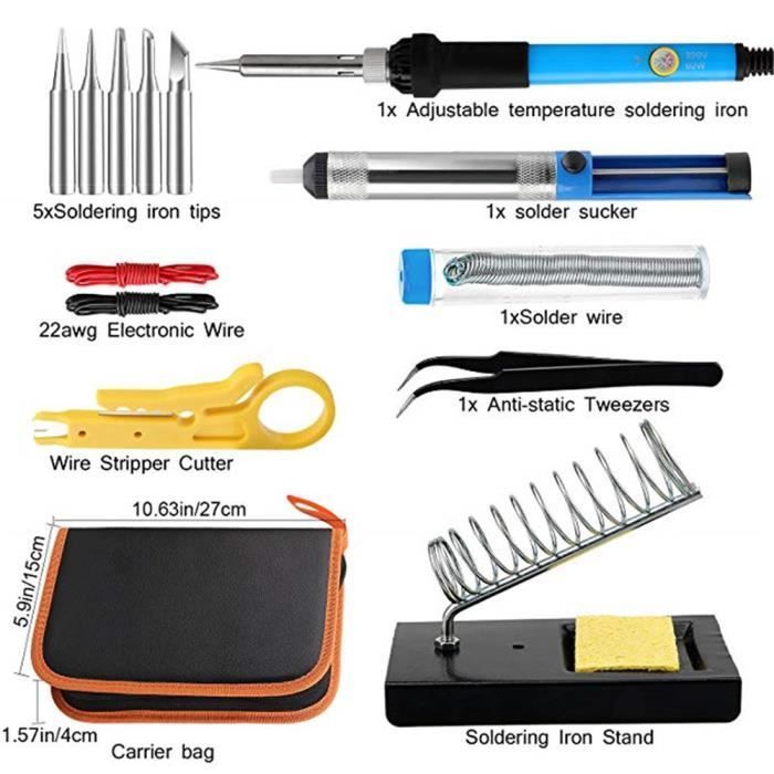 Kit completo de soldador electrónico, herramienta de soldadura de 60 W, módulo de temperatura ajustable 389