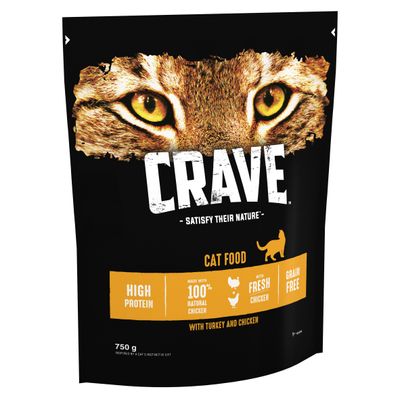 CRAVE tørfoder til voksne katte med kalkun og kylling