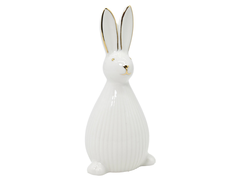 Figurka ceramiczna Zając 13,6 cm biało-złota