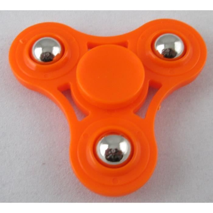 Toupie anti stress anti anxiété orange avec billes intégrées hand spinner
