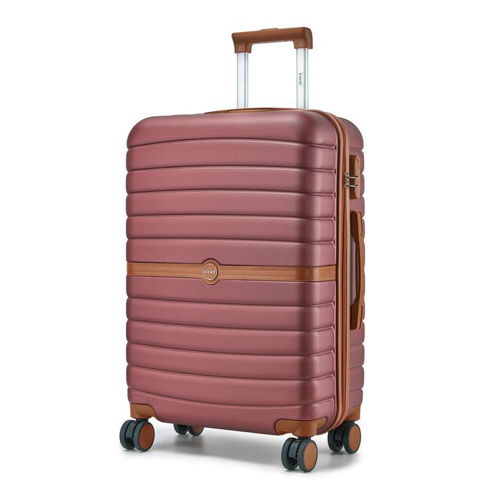 Maleta de viaje grande Kono de 76,5 x 50,5 x 29 cm, ABS+PC, carcasa rígida, 4 ruedas y cerradura, carrito de viaje, 94 L, roja