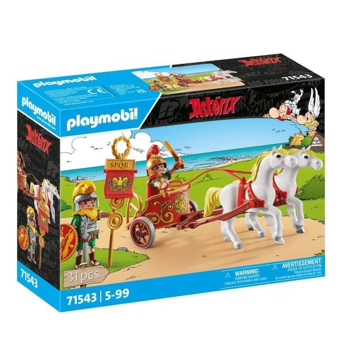 PLAYMOBIL 71543 Carro romano e cavalli, Asterix, personaggio dei fumetti, con 2 personaggi tra cui Bruto, 31 pezzi, età 5+
